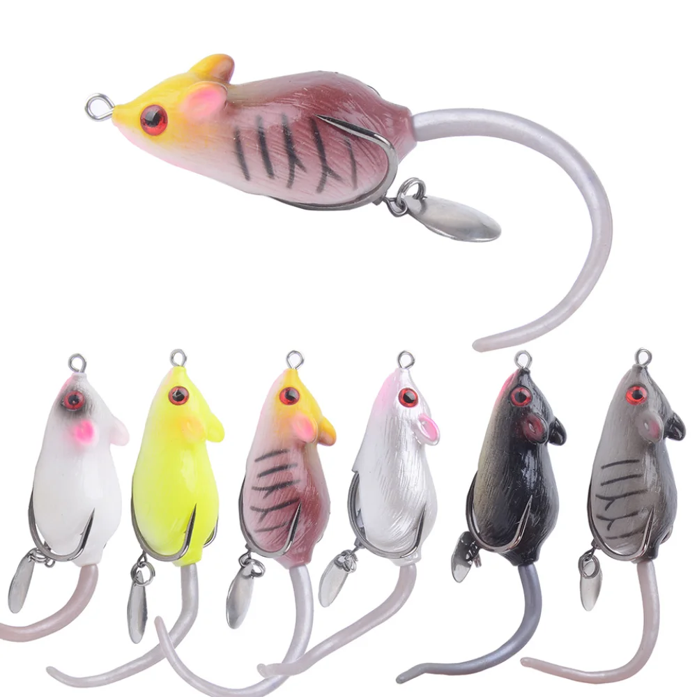 

1Pcs 3D Eyes Soft Mouse Bait Bells Sound 6cm 10.5g fishing lure Frog Silicon Fishing Lure Minnow Artificial Set Sea Swim Bait