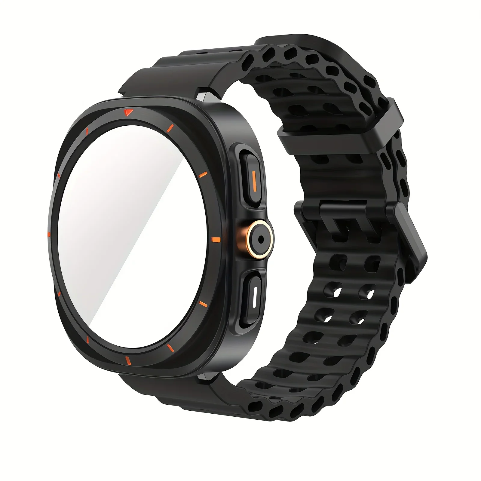 Premium Deluxe Watch Accessory Set - Ultra-Look Protective Case with HD Tempered Glass and Breathable Strap