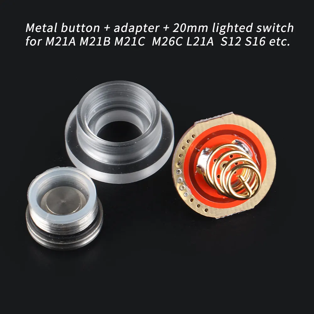 Metal button adapter 20mm light switch kit for M21A M21B M21C M26C L21A S12 S16 S21B