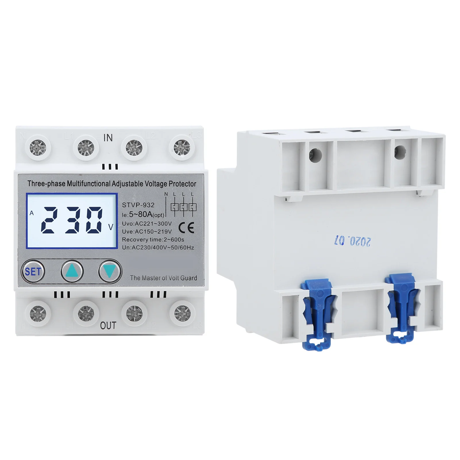 Adjustable Voltage Protector 3‑Phase LCD Multifunctional Self‑Resetting STVP‑932 230v 400VAC