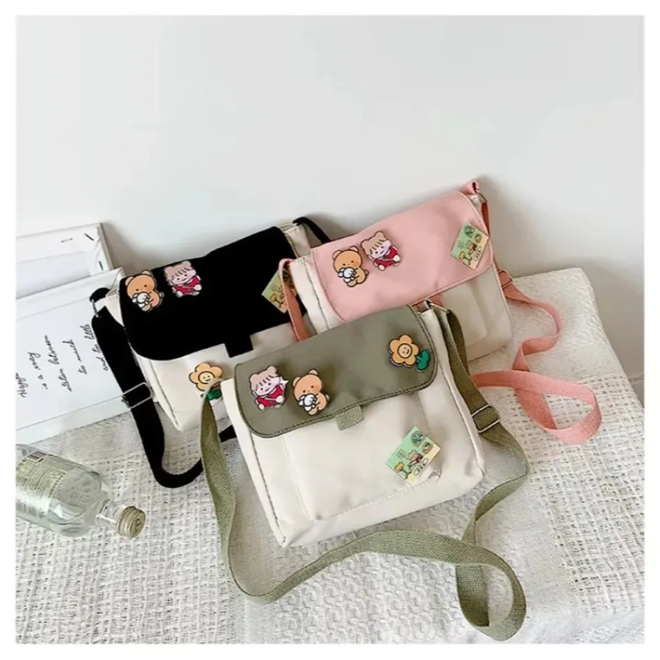 Canvas Small Bag For Women INS Japanese Crossbody Bags Cute Versatile Student Art One Shoulder Mobile Handbags Shoulder Bag