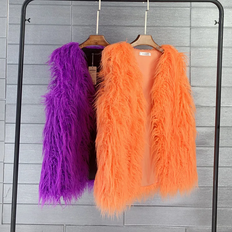 

High End 2021 Winter Mid Length Imitation Beach Wool Fur Vest Warm Vest Female Vest Jacket Manufacturer Direct Sales