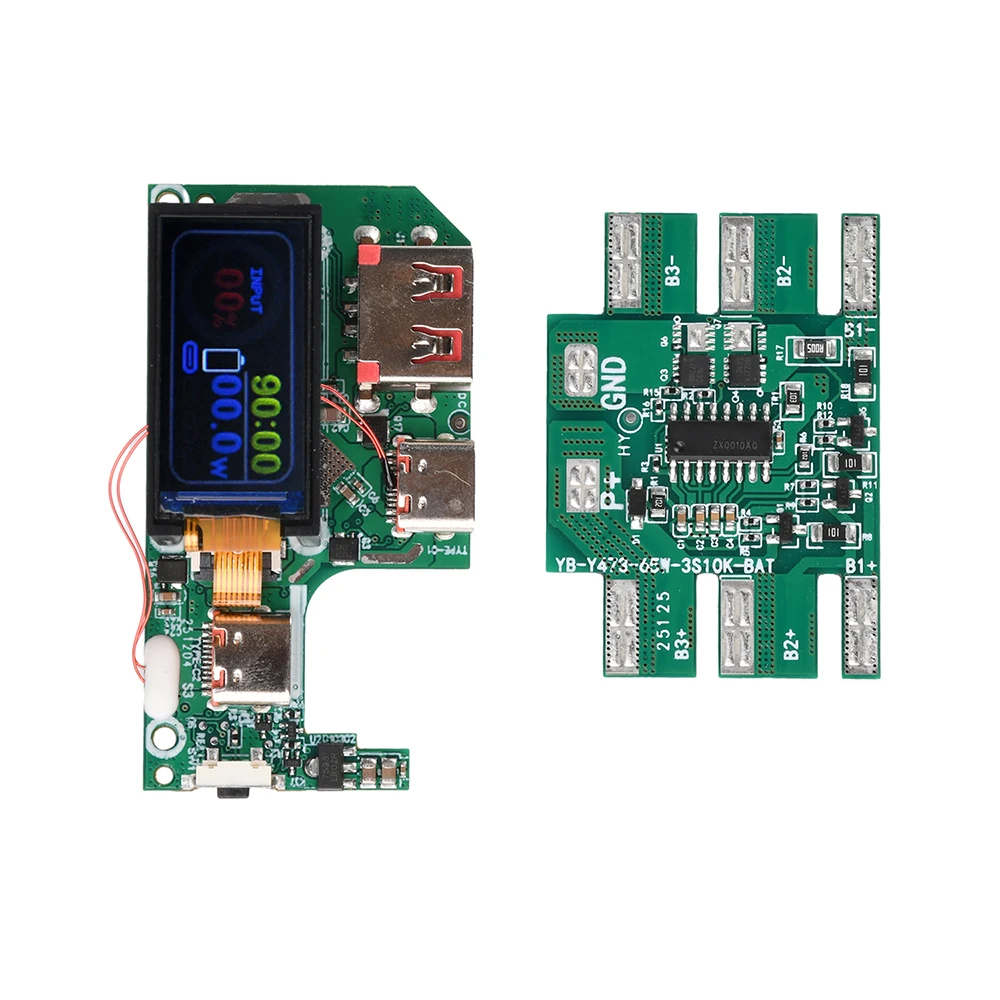 Modulo di Ricarica Rapida PD45W/65W con Schermo TFT a Colori da 0,96 Pollici, Scheda DIY per Power Bank, Scheda di Protezione Batteria 2S/3S, Type-C USB-A - Image 3