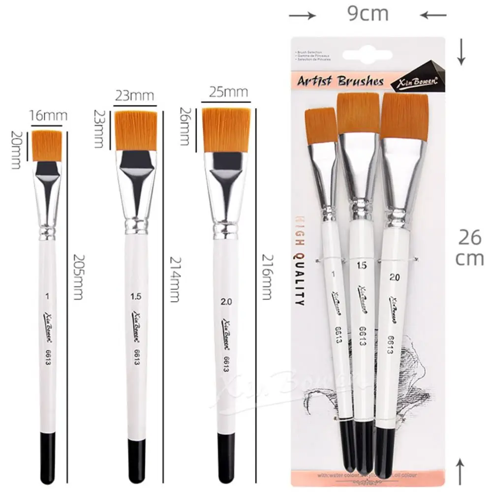 3PCS/Set Oil Painting Brush 3Color Big Flat Head Short Rod Set Nylon Hair Painting Watercolor Brush Artist Brushes painting brushes blending brush