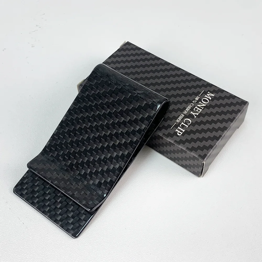 3K Twill Black Genuine Carbon Fiber Slim Credit Card Holder Wallet Carteira for Men Money Clip 4