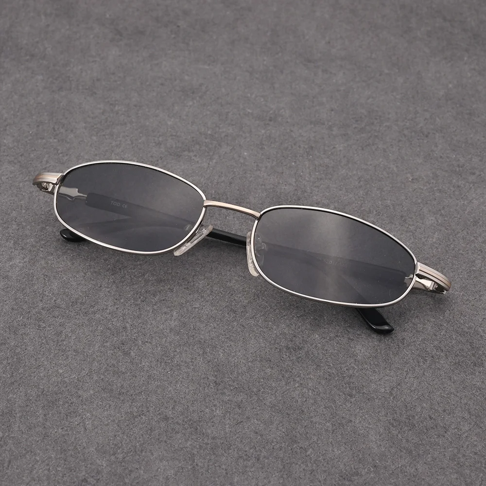 

Очки солнцезащитные пустые для мужчин и женщин, небольшие овальные поляризационные, в стиле стимпанк, для вождения, серебристые, черные