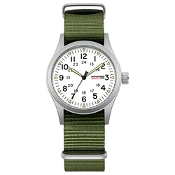 Luminous Men's Field Watch with Easy - Read Dial and Fabric Strap (White Green)