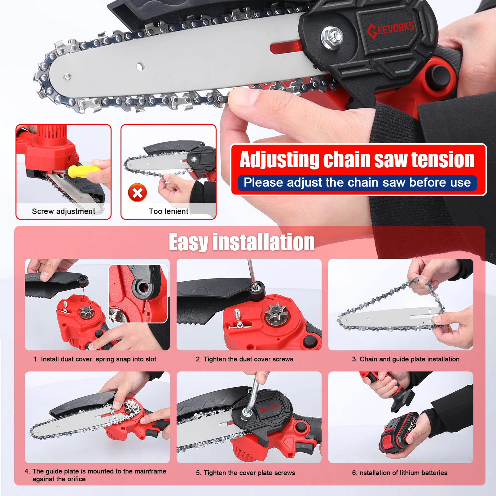 Mini Electric Chainsaw 21V 6inch Portable Electric Pruning Mini Electric Chainsaw Wood Splitting Tools One-handed Woodworking Tool for Garden Orchard,mini chainsaw,electric chainsaw,electric saw,mini electric saw