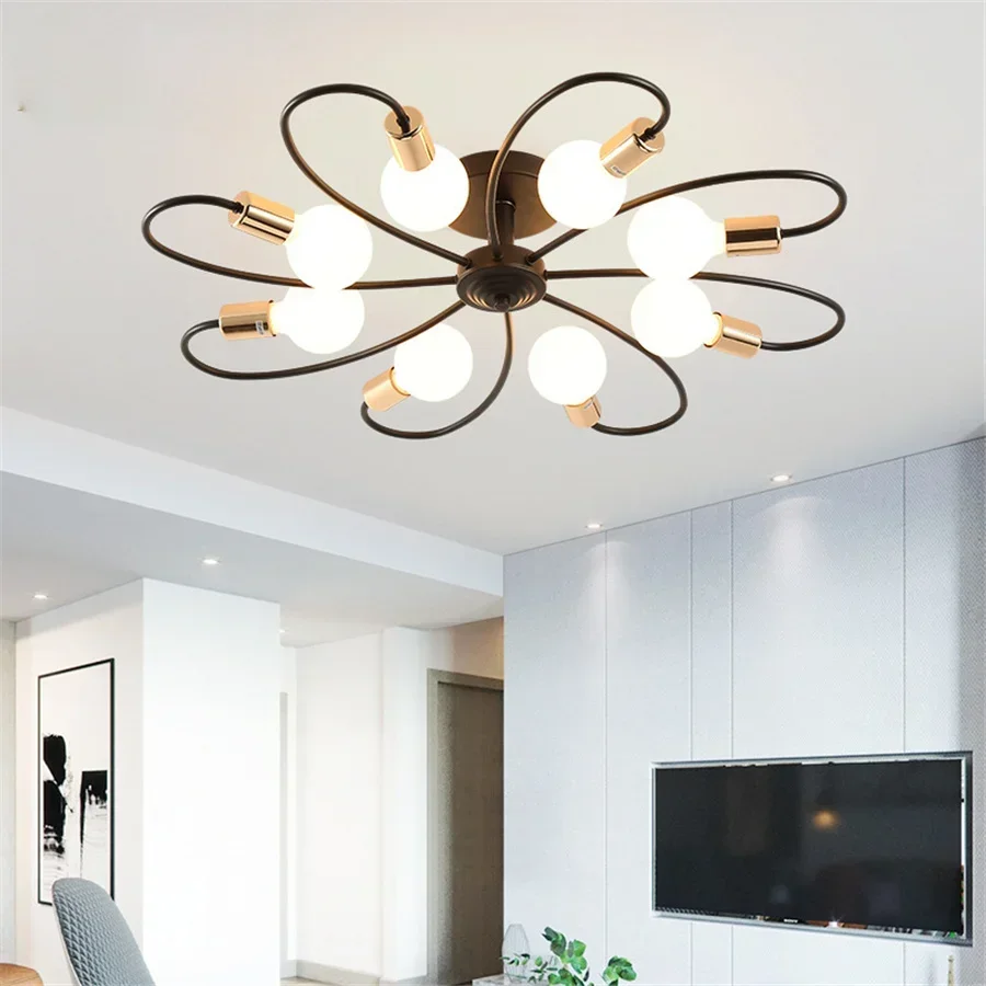 

LED Ceiling Chandelier Lights Living Room Bedroom Study E27 Chandeliers Creative Multiple Heads Ceiling Lamp for Indoor Lighting