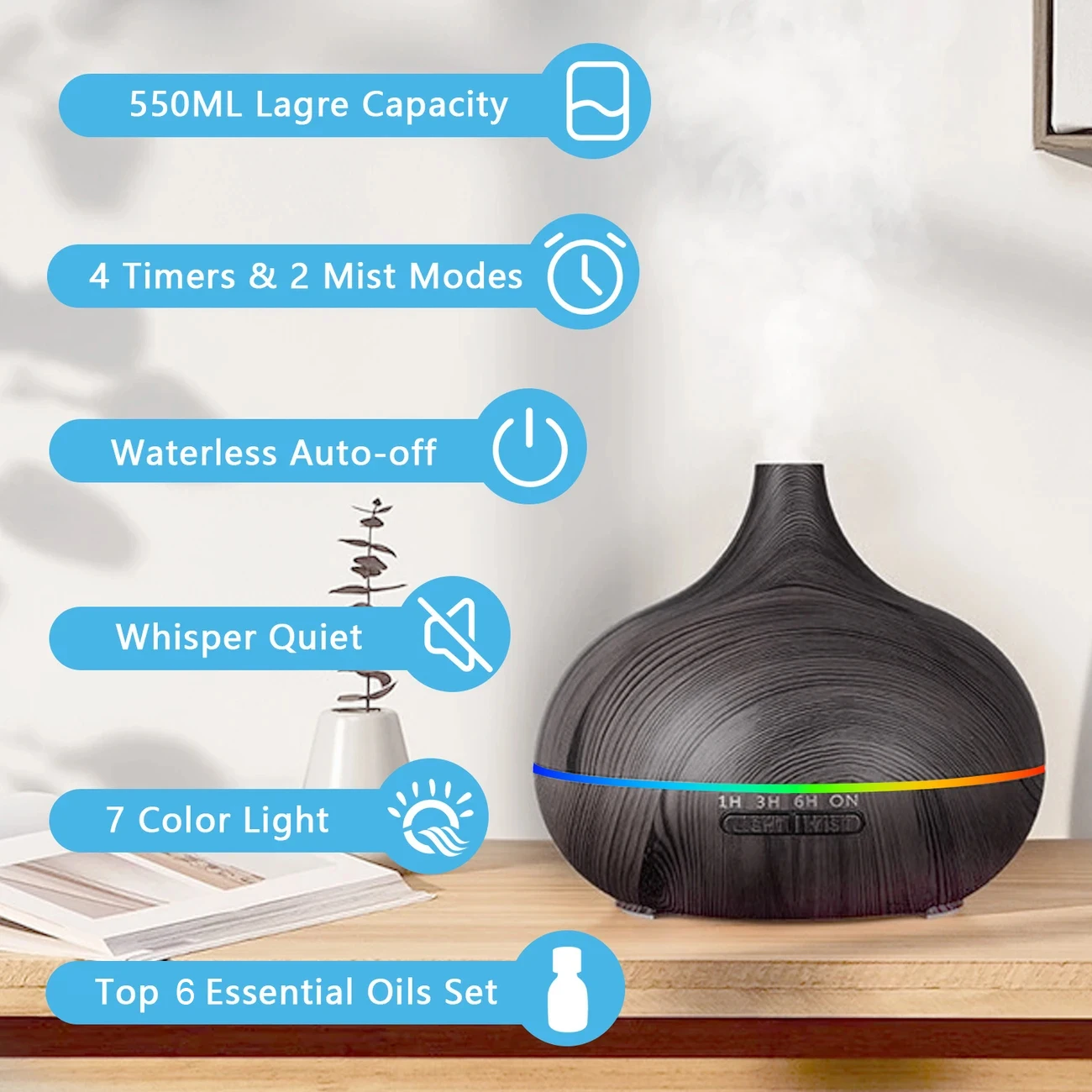 550ML Essential Oil Diffuser Set 4