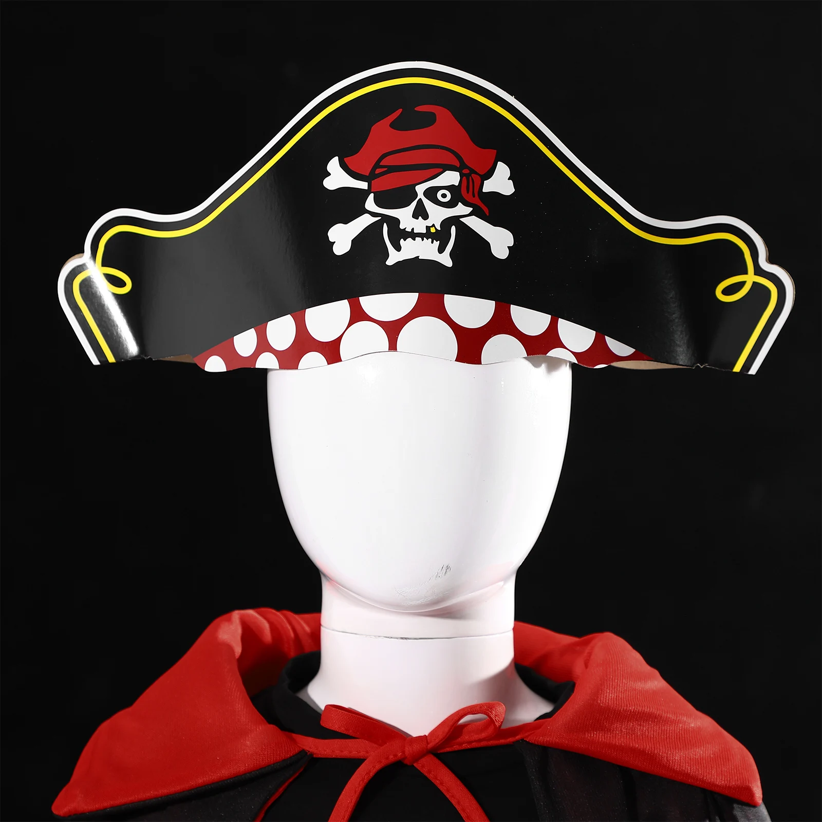 12 pçs halloween pirata tema chapéu para crianças adulto crânio impressão papel chapéu barra festa de aniversário masquerade cosplay adereços traje