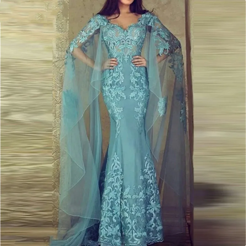 

Aleeshuo Gorgeous Mermaid Prom Dress Sexy Lace Appliques Evening Dress Long Sleeves Long V-neck Cocktail Dress 2023