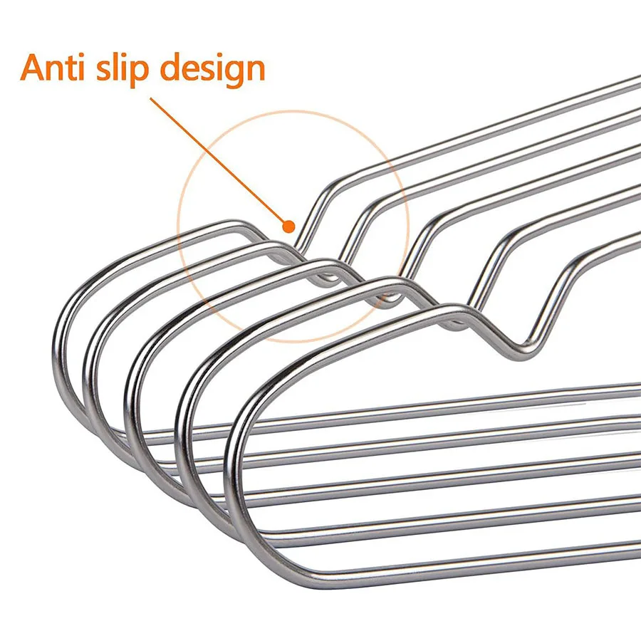 Wire Clothes Hanger Stainless Steel Metal Heavy Duty Non-Slip Slim Space Saving 16.5 Inch clothes hangers