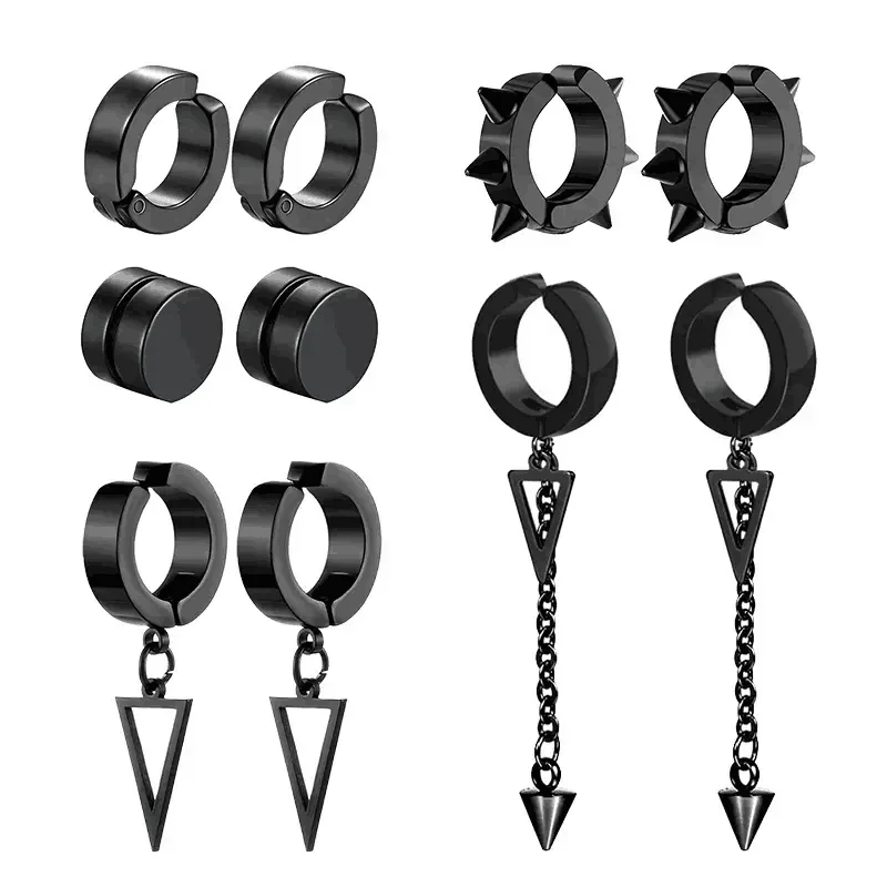 No Piercing Earrings Titanium Steel Clip-on Fake Earring Round Ear Clip For Women Men Punk Party Fashion Sexy Jewelry 1 pairs