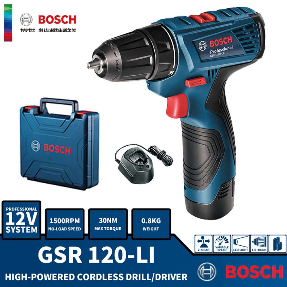 Bosch Cordless Drill Driver Gsr 120li Electric Screwdriver 12v Lithium