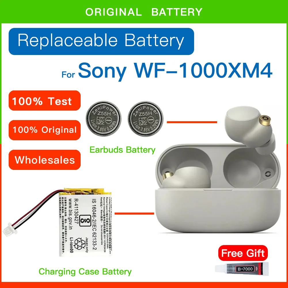 Batteria Originale Zenipower Z55H 3.85V 75Mah Per Sony Wf-1000Xm4 1000 Xm4 Xm4 Auricolari Bluetooth Auricolare Batteria + Strumenti Regalo Gratuiti