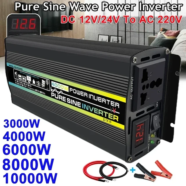 Inversor de onda sinusoidal pura para exteriores, convertidor de potencia  de 3000W, 12V, 220V, adaptador de 12V ~ 220V, 3000W - AliExpress