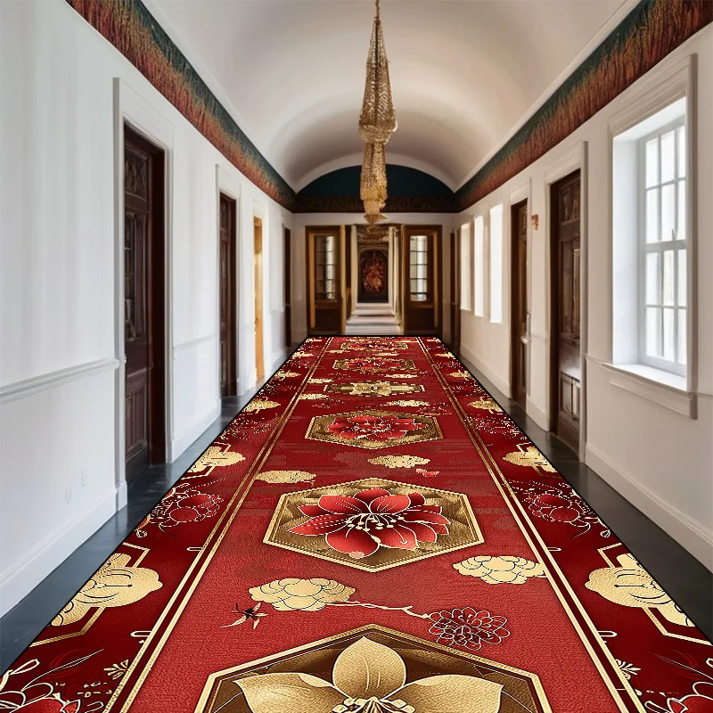 Luxury Style Long Hallway Rug Anti Slip Villa Corridor Carpet Washable Stair Carpet for Hotel Home Decor Bedroom Bedside Mats 러그 2
