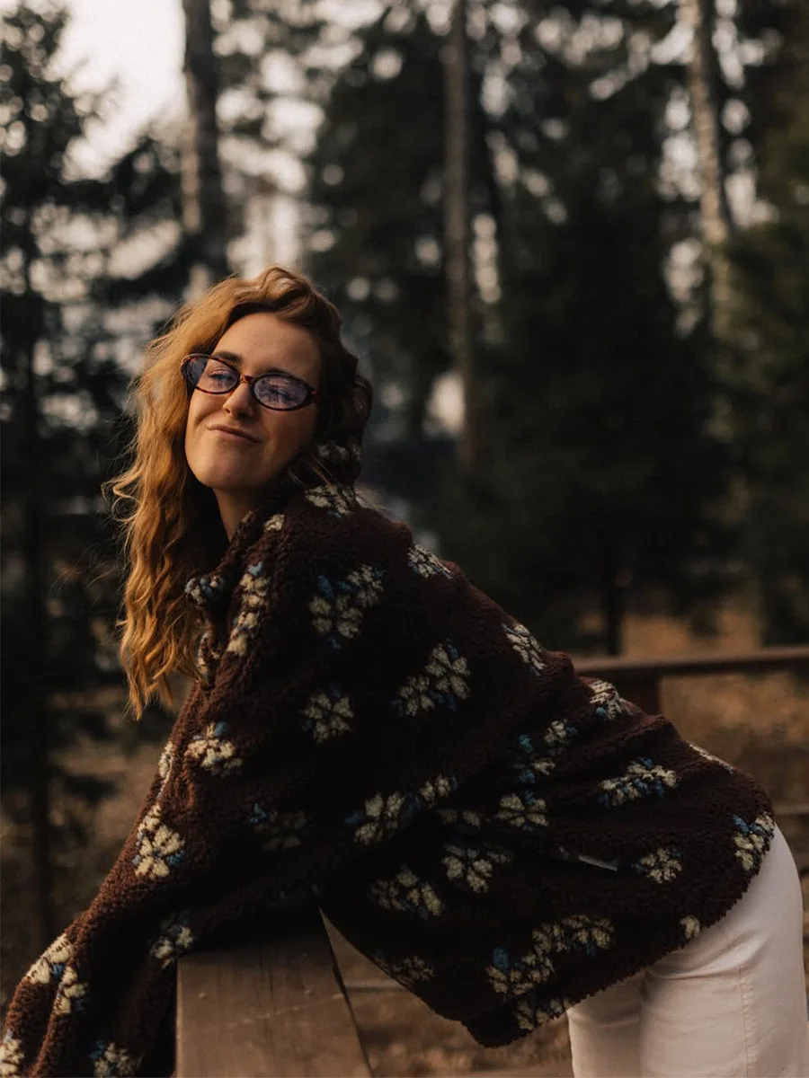 Bornladies Autumn Winter Women's Sherpa Floral Hoodies Half Zip Style Loose Fit Warm Stylish New Sweatshirt