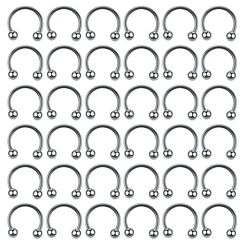 Piercing Jewelry 36PC Stainless Steel Horseshoe Septum Piercing Lot Nose Piercing Ring Bulk Fake Nose Ring Earring Cartilage