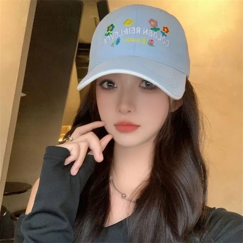 INS Flower embroidered baseball caps letter embroidered baseball caps women's visors spring and summer fashion hats outdoor