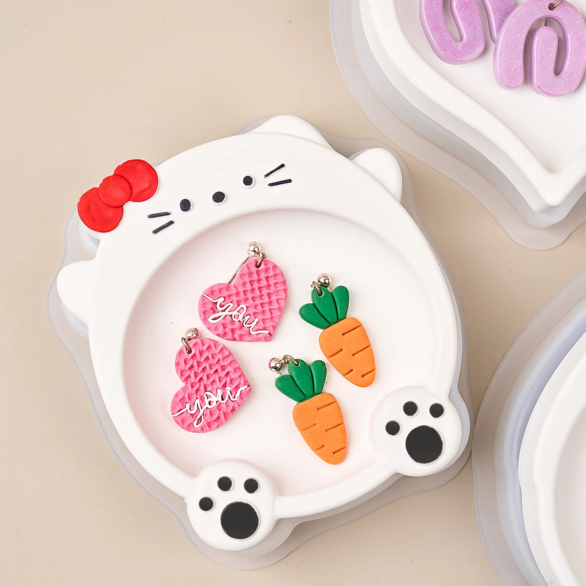 Cat Series Tray Clay Silicone Molds DIY Love Cat Paw Fruit Dish Jewelry Storage Plate Resin Gypsum Plaster Cement Concrete Mould silicone mold