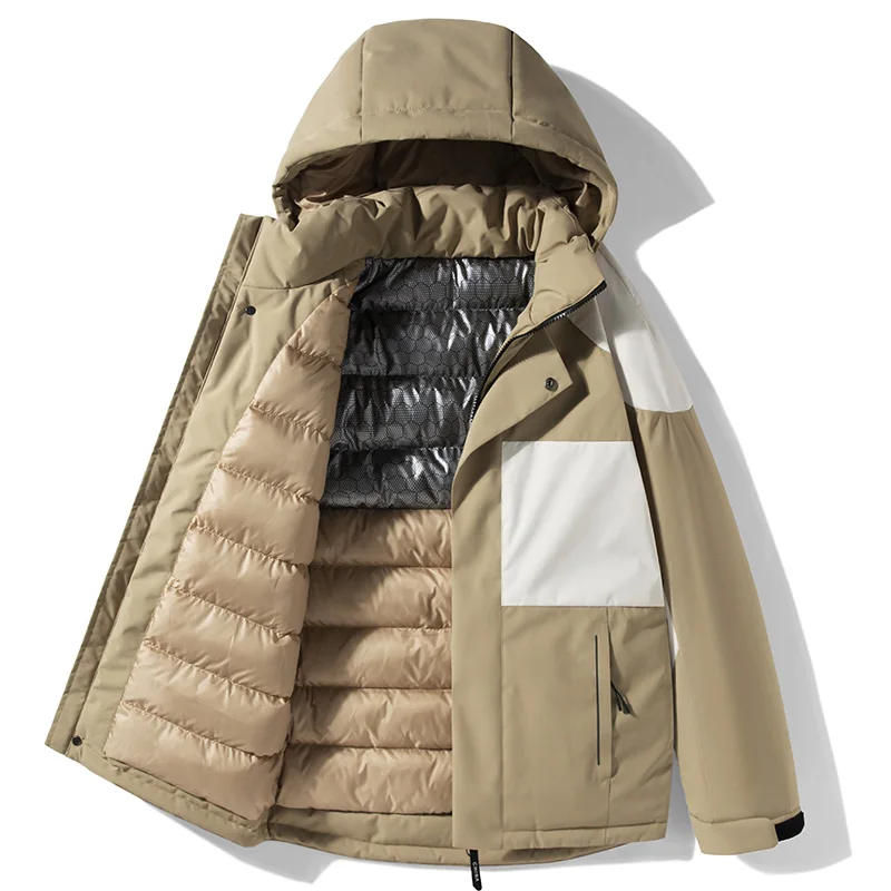 

2023 New Thick Winter Warm 90% White Duck Down Hooded Coats Parka Streetwear Detachable Hooded Jacket Men Clothing