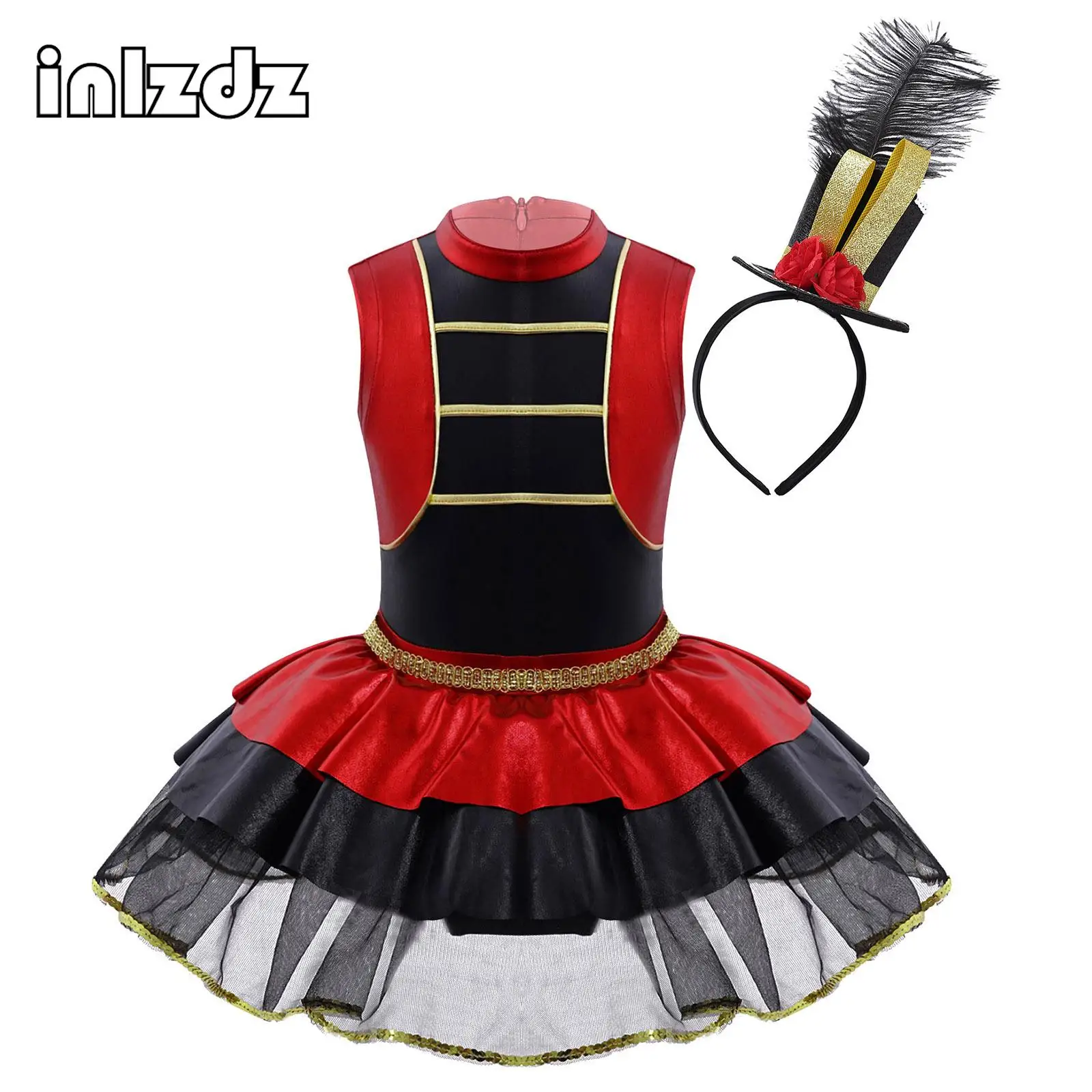 

Kids Girls Tutu Dress Halloween Cosplay Carnival Party Circus Ringmaster Fancy Dress Ballet Dance Leotard Performance Outfit