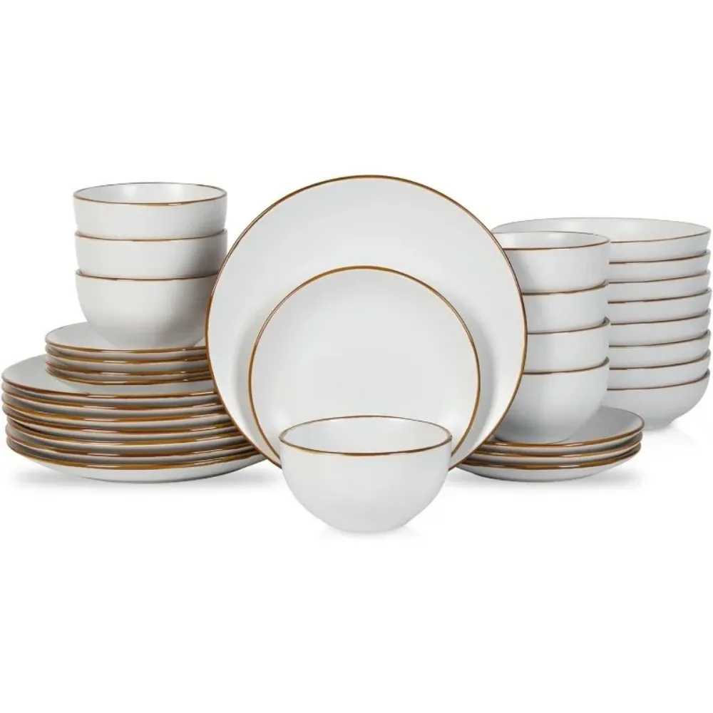 Brasa 32-Piece Dinnerware Set Stoneware, Black