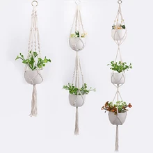 

Handmade Flower Hanging Pot Rope Net Macrame Plant Hanger Flower Pot For Home Wall Decoration Courtyard Garden Planter Basket