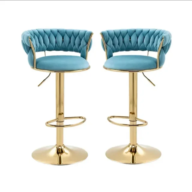 Set of 2 Iron Bar Bar Stool Light Luxury Bar Back Chair Bars Chair Can Rotate and Lift Home Bars High Stool Kitchen Bars Stools 6
