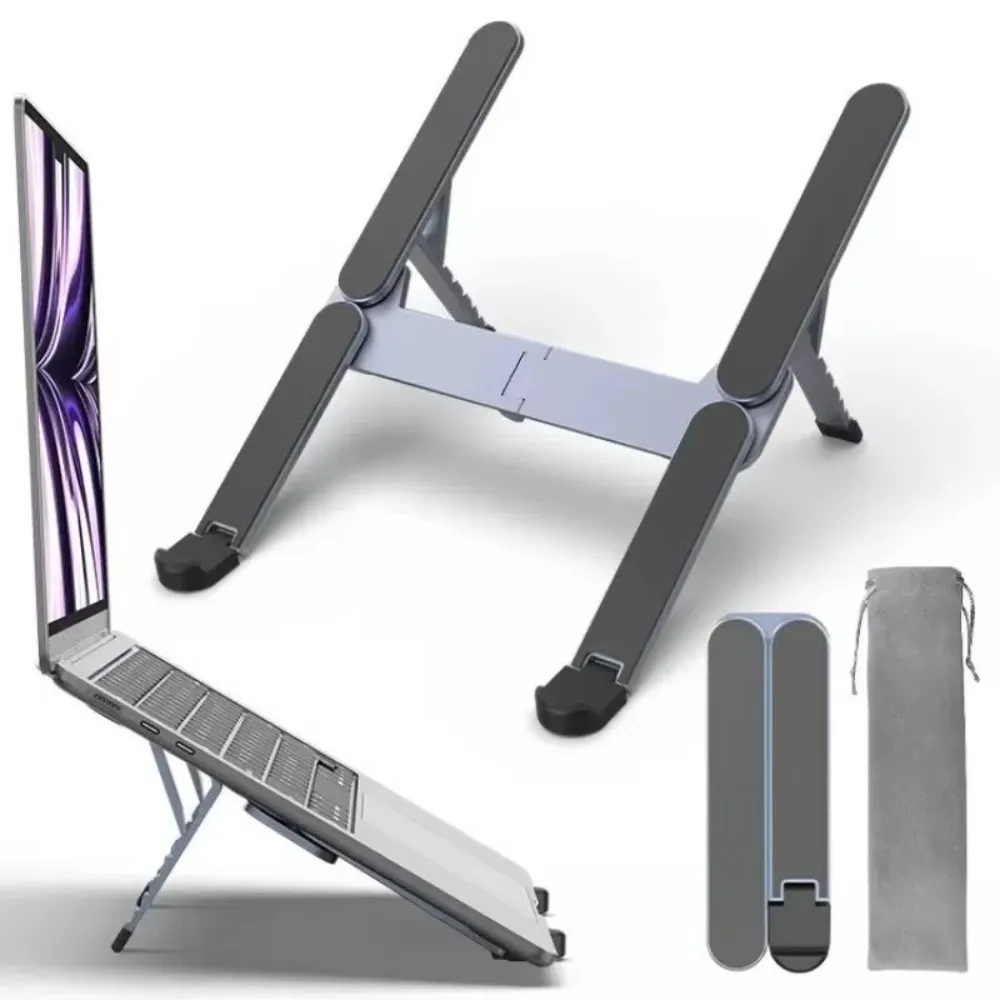 새로운 알루미늄 합금 노트북 스탠드, 가벼운 접이식 태블릿 스탠드, 높이 조절 가능 각도 조절 노트북 홀더