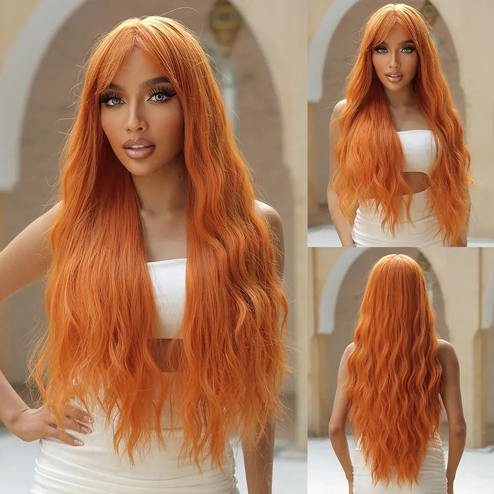 Long Water Wave Synthetic Wig With Bangs For Cosplay And Party_voghion.com