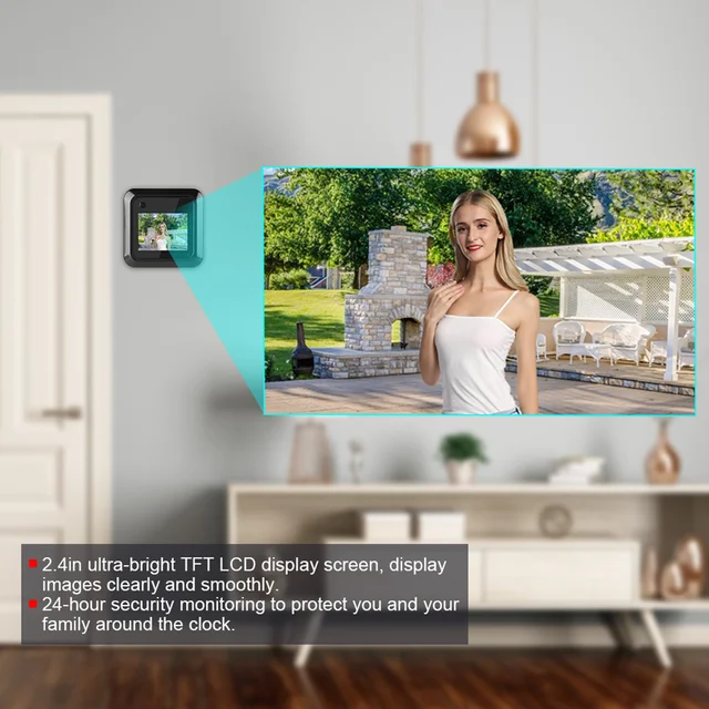 2.4in Smart Door Viewer  LCD Screen Display 0.3MP 95° Wide Angle Camera Photo Recording Home Security System Door Peephole 3