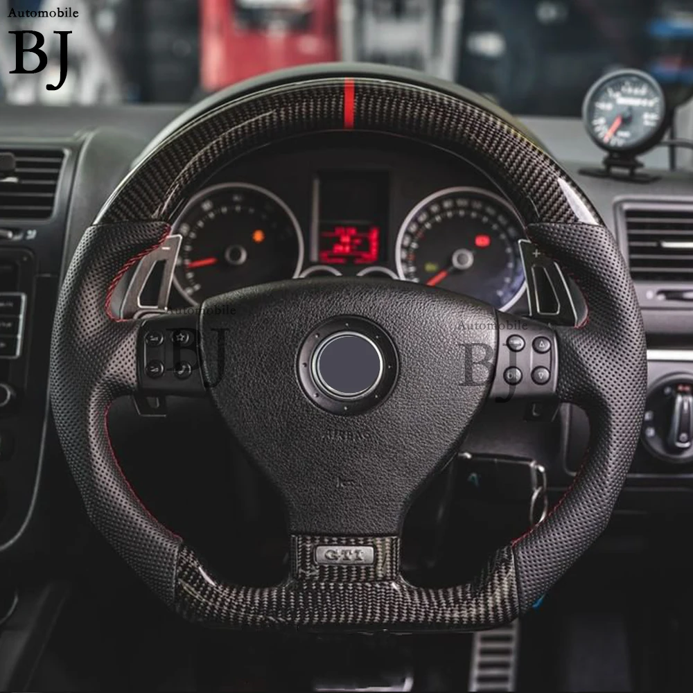 가죽 탄소 섬유 스티어링 휠, 폭스바겐 골프 5 Mk5 GTI TSI 파사트 마이탱 투란 R32 R34 R36 RPM