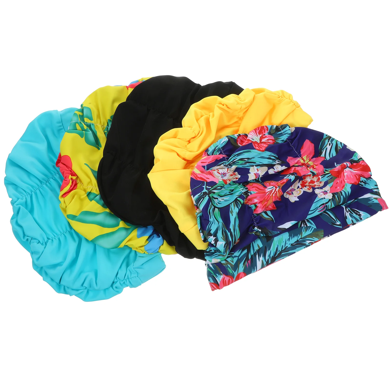 

Pleated Cloth Swimming Cap for Larger Head Circumference Portable Hats Long Hair Women Caps Womens