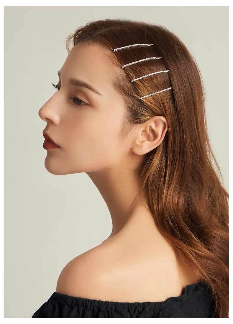 Bling Kristall Haar Clips Set Strass Blumen Haarspangen Seite Pin Süße Elegante Bobby Pins Haarnadel Frauen Haar Zubehör – Detail 2