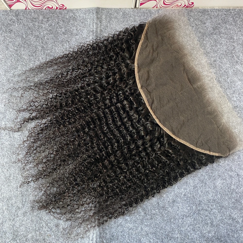 Afro Kinky Curly Invisible HD 13x4 Lace Frontal Human Hair Melt Skins Pre Plucked HD Lace Frontal Afro Kinky 4x4 Closure