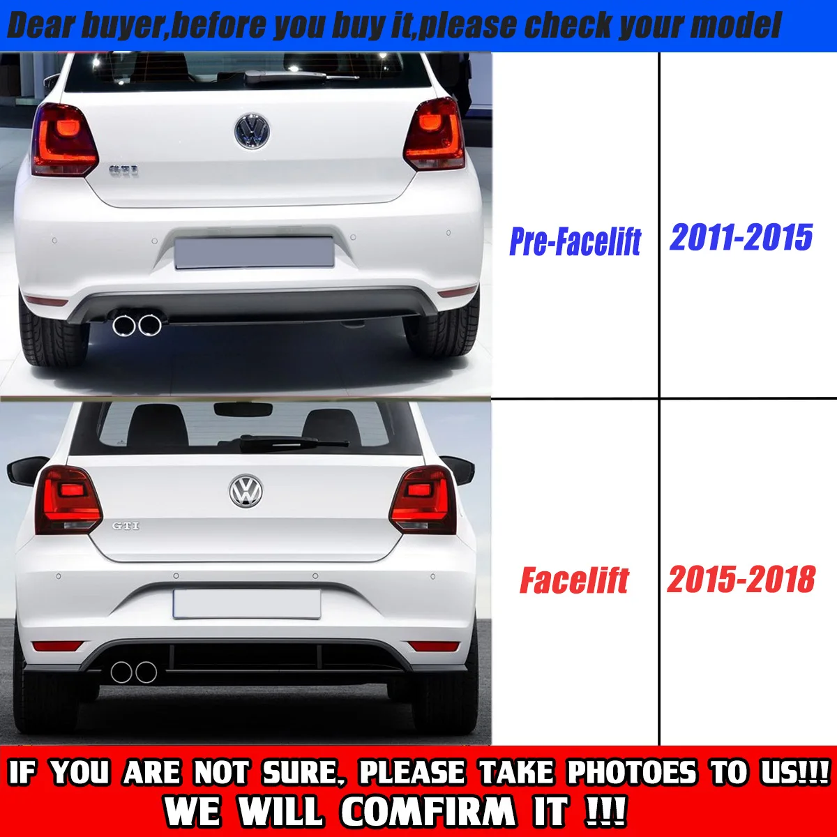 For VW Polo MK5 GTI 6R 6C Two/Four Door Facelift 2010-2018 Car