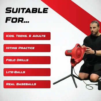 Sports Base Hit Lite Adjustable Baseball Pitching Machine – 45 MPH Pitching Speed, Includes Automatic Ball Feeder, Extrem 3