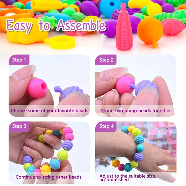 580Pcs Kids Pop Snap Beads Set DIY Fashion Jewelry Bracelet Making Kit Toys To Make Hairband Necklace Christmas Birthday Gifts 4