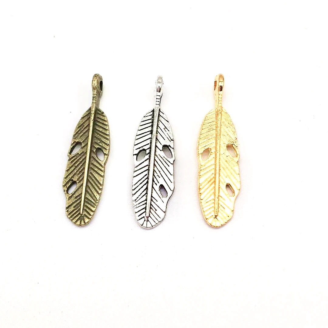 

Fashion 37 PCS 28x7mm Zinc Alloy leaves Charms For Jewelry Making earrings necklace bracelet