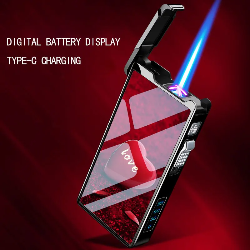 2 In 1 Doppio Arco Antivento Usb Metal Jet Flame Led Ricarica A Gas Torcia Elettrica Di Sopravvivenza Turbo Lighter