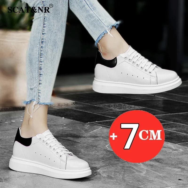 Men's Shoes Couple Invisible Increase White Shoes Insole 6cm Elevator Shoes Men's Business Casual Leather Shoes Heighten