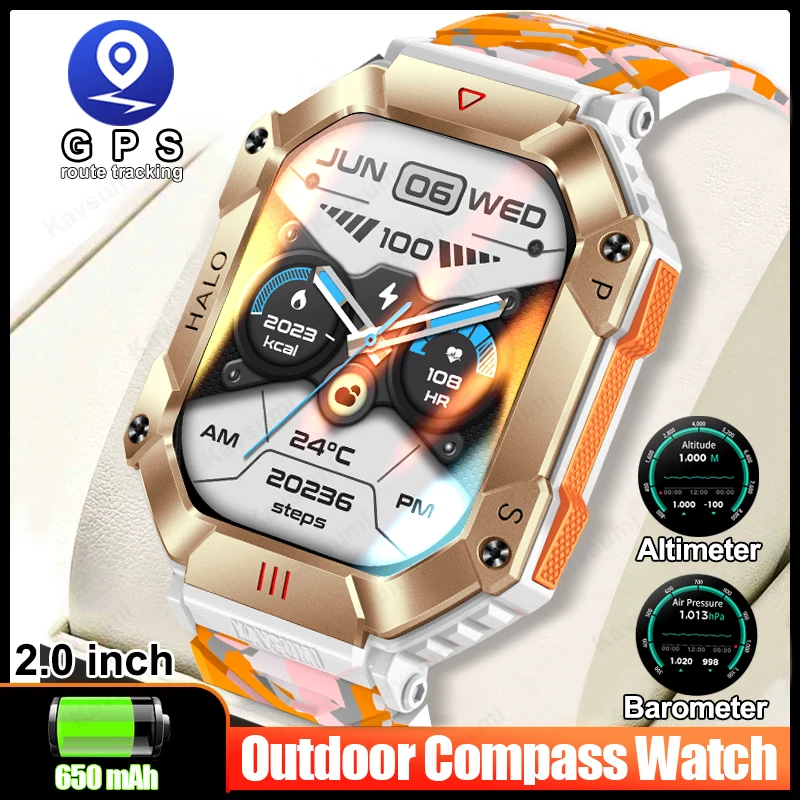 

New Women‘s Smart Watch 650mAh Large Battery Fitness Tracker Compass Heart Rate Waterproof BT Call Men Sport Military Smartwatch