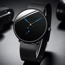 2022 Mens Fashion Minimalist Watches Men Business Casual Quartz Watch Simple Male Stainless Steel Mesh Band Clock Reloj Hombre