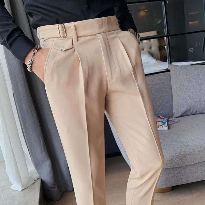 Men Suit Pants 2023 New British Style Business Casual Solid Slim Fit Straight Dress Pants for Men Formal Trousers Men Clothing