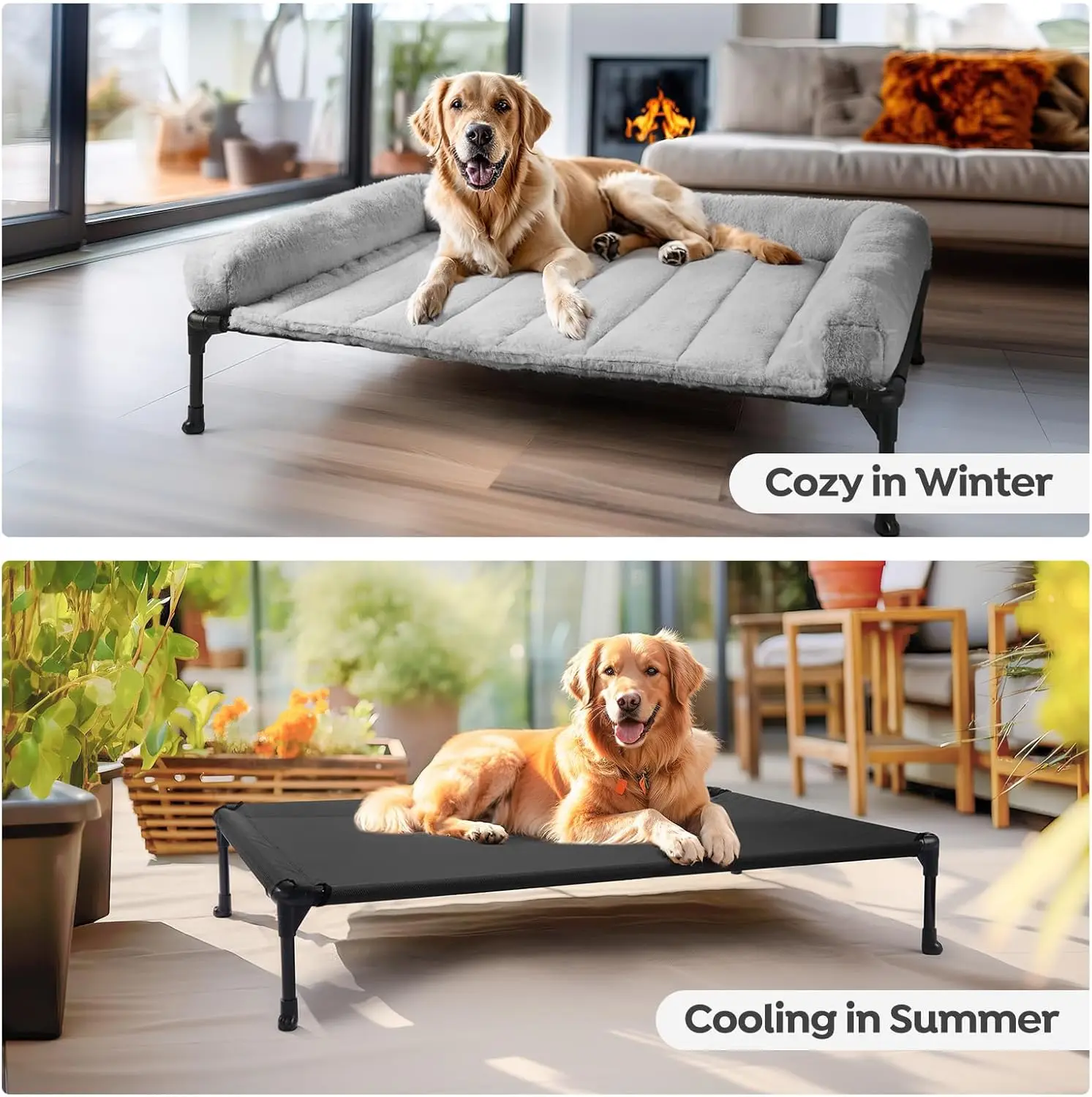 Elevated orthopedic dog bed with bolster - view 5