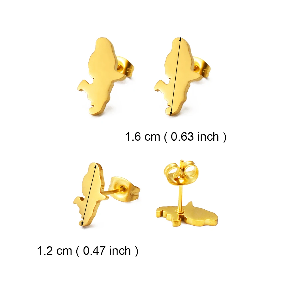 Anniyo (Two size) France Martinique Stud Earrings Stainless Steel Jewelry @274821 4