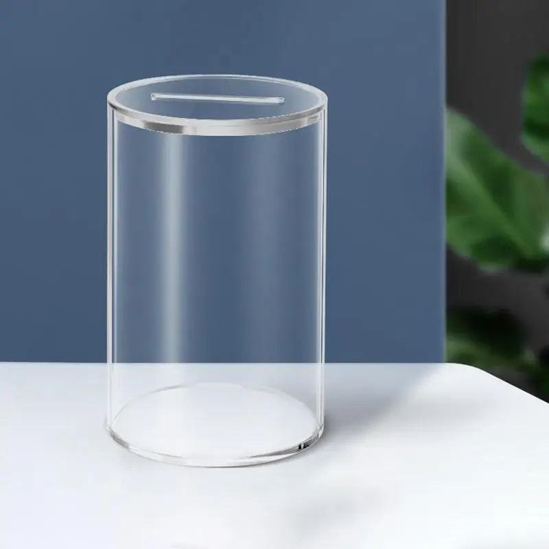 Piggy Bank for Adults Kids Acrylic Clear Piggy Bank Coin Bills Bank Money Saving Jar Unopenable Change Jar Money Bank Home Decor 5